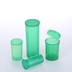 Medicine Bottle Green Pop Top Plastic Green Reversible Medicine Pill Pharmacial Vials Bottles