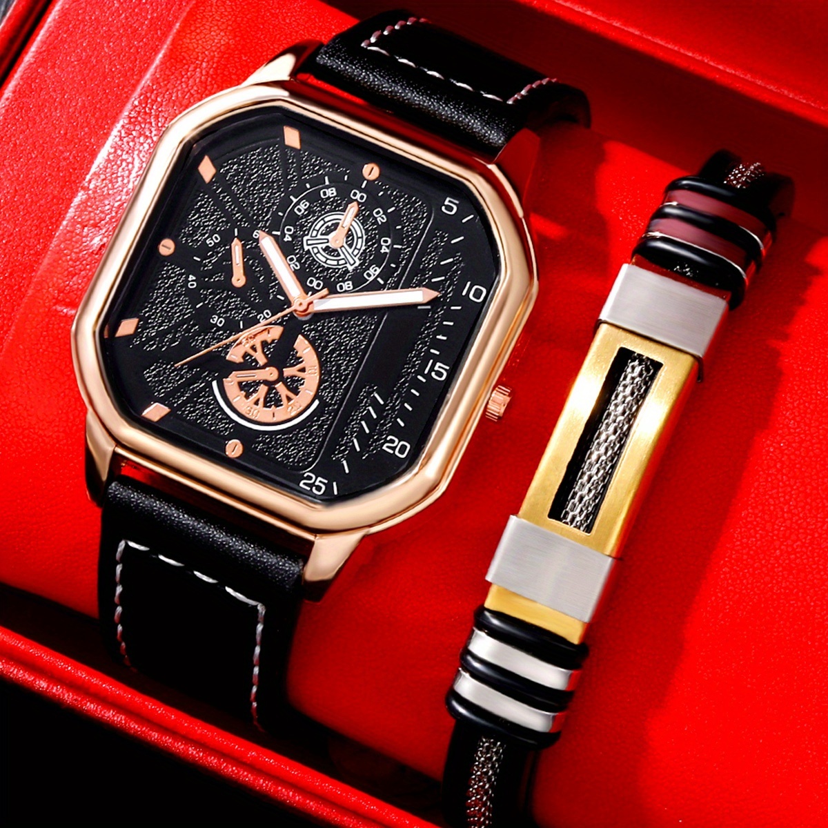 NW1432 1pc Square Black Quartz Watch & 1pc Alloy Bracelet| Alibaba.com