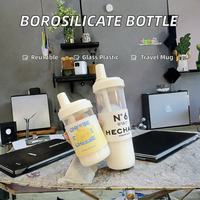 Bouteille d'eau réutilisable de haute qualité 500ml 850ml avec bouchon paille et sangle en cuir pour boissons au thé au lait