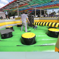 Jeu gonflable Wipe Out Eliminator Meltdown Castles pour adultes, 5m, en PVC, installation facile, 5-10 personnes, amusement garanti