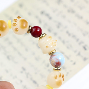 Ice Cream <b>Cat</b> Paw Bodhi Root Bracelet Unisex Everyday Wear Hand Polished Natural Beads Cultural Collectible Jewelry - Product Image 2