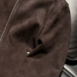 Nouvelle Veste Biker à Col Montant TF 2026 - Cuir Daim Mélange d'Agneau Importé d'Espagne Noir Ébène pour <span class=keywords><strong>Homme</strong></span> - Vêtement d'extérieur Décontracté en Cuir - Product Image 4