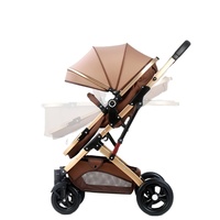 Ensemble de poussette de luxe personnalisée à quatre roues avec siège auto, pliable 3-en-1, cadre en acier inoxydable, tissu en lin