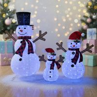Nouvel ensemble de 3 figurines de bonhomme de neige LED pliables en fer, étanches IP44, écologiques, classiques, pour décoration de jardin extérieur de Noël 2026