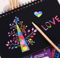 Carnet de croquis personnalisé à spirale, format A4/A5, avec papier noir magique arc-en-ciel pour le scratch art – Idéal comme cadeau