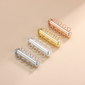 Fermoir de collier de perles d'or avec boucle en argent Sterling 925, fermoir de chaîne à plusieurs rangées pour accessoires de bijoux - Product Image 3