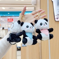 En gros, porte-clés mini panda chinois en peluche, mignon, doux et moelleux, breloque de sac, pendentif de sac à dos, jouet animal en peluche, poupée