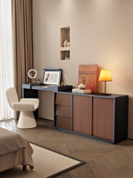 Ensemble de coiffeuse moderne de luxe en noyer avec miroir LED à rabat, grand meuble de rangement avec commode à 3 tiroirs, ensemble de bureau de maquillage pour chambre à coucher