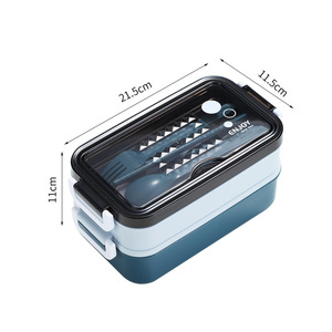 Fiambrera de acero inoxidable o plástico de doble nivel con 3 compartimentos Material plástico 304 de grado alimenticio para niños <span class=keywords><strong>Catering</strong></span> <span class=keywords><strong>escolar</strong></span> - Product Image 6