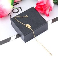 Bracelet minimaliste transfrontalier de haute qualité, bijoux feuille et branche d'olivier, bracelet de couple en acier inoxydable