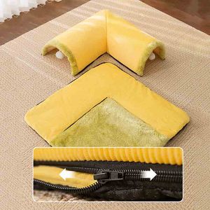 カイシン 面白いペット用トンネル 正方形の猫用巣 暖かい穴付きプリントフェルトペットケージ 犬と猫用ベッド 自宅用 - Product Image 4