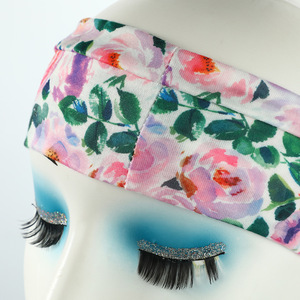 <span class=keywords><strong>Bandeau</strong></span> de fitness floral romantique et éclatant, respirant, antidérapant, doux pour la peau, flexible, à motif de feuilles botaniques, pour le Pilates et la plage - Product Image 3