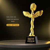 Concours de musique de chanteur personnalisé Concours de voix Gold Host Musical Note Microphone Concours de musique Souvenir Award Trophée en résine