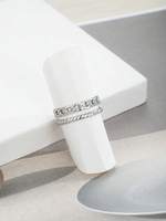 1 Bague unisexe tendance en acier inoxydable, double ligne, style éternité, à empiler sur les phalanges