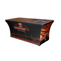 Couverture de table extensible à impression personnalisée Nappes de table ajustées avec logo pour salon professionnel Couverture de table