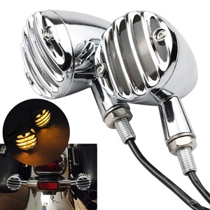 Bullet Grille Style moto Chrome LED Bullet ambre clignotant lampe pour Harley Davidson Softail café <span class=keywords><strong>Racer</strong></span> - Product Image 6