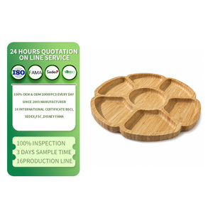 Vassoio di Servizio in Legno a Forma di Fiore con Scomparti Multipli per Frutta, Snack, Caramelle, Antipasti e Decorazione Tavola per Feste - Product Image 1