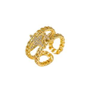 YL New <span class=keywords><strong>Internet</strong></span> Celebrity Children's Fashion Light Luxury High-end Index Finger Ring Aleación Chapado en oro Piedra natural - Product Image 1