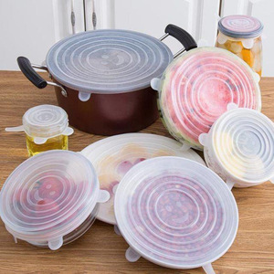 Silicone Food Storage Lid Set 6-Piece <b>Clip</b>-On Sealing Freshness Keeper For Containers Bowls Fruits Vegetables - Product Image 2