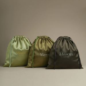 Personalized Sage Green Luxury Satin <b>Drawstring</b> <b>Pouch</b>, Custom Printed Silk Bag for Cosmetics, Jewelry, Gift Packaging - Product Image 3
