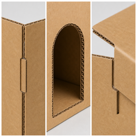 Nichoir pour chat en carton ondulé en forme de boîte cadeau avec nœud en ruban de feutre, griffoir et cachette intérieure pour animaux de compagnie