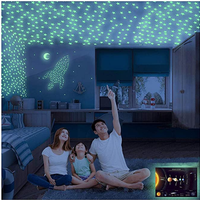 Décoration murale étoiles lumineuses patchs lumineux fluorescents autocollants muraux chambre à coucher