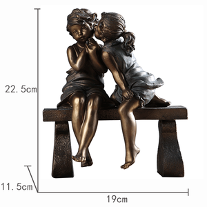 Antique Vàng Resin Girl & Boy Đáng Yêu Deco, Tình Yêu Của Nụ Hôn Đầu Tiên Polyresin Quà Tặng Polyresin Cậu Bé Và Cô Gái Trên Băng Ghế Dự Bị - Product Image 5