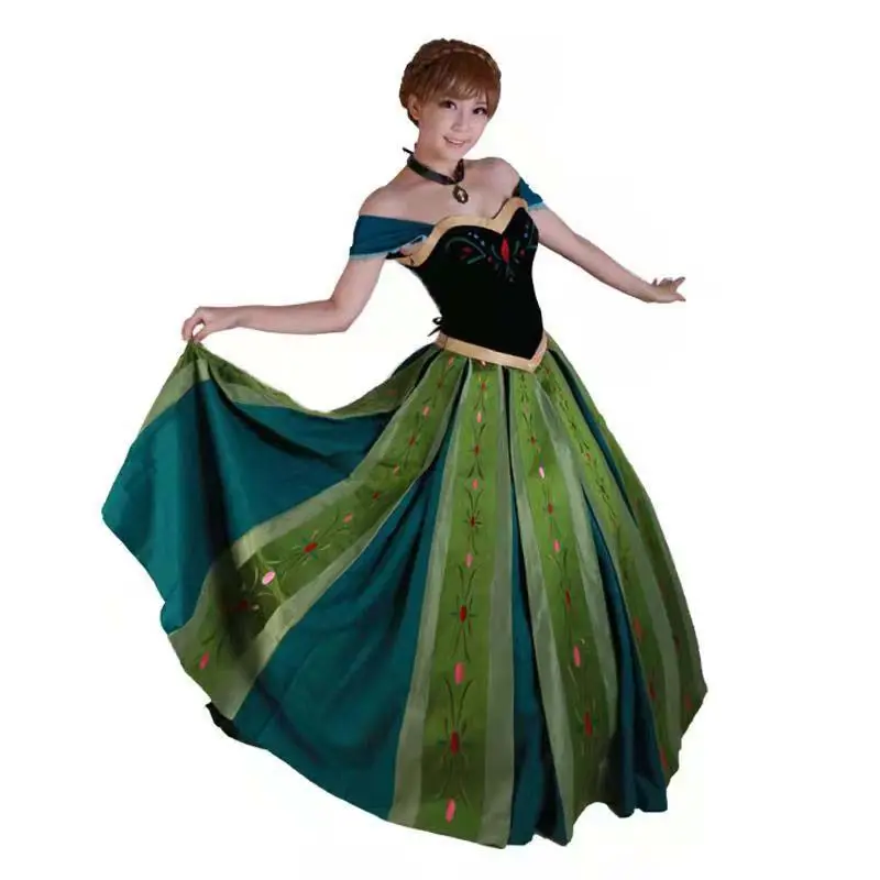 Halloween Weihnachten Cosplay Kostüm Krönung S-2XL Anna Prinzessin Kleid Erwachsene