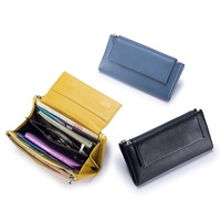 Dompet Wanita Kulit Sapi Asli Multifungsi Model Amplop Panjang, Tempat Kartu dan Ponsel, Tas Selempang untuk Wanita