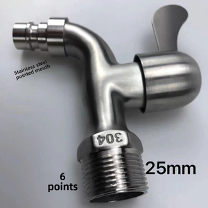 Robinet de machine à laver en acier inoxydable 304, à ouverture rapide 4 points 6 points, pour eau froide uniquement - Product Image 1