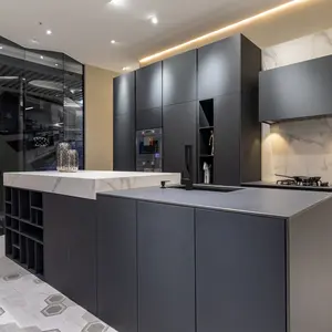 mutfak dolabı bar tasarım Suppliers-2021 avustralya standart modern siyah melamin mutfak dolabı