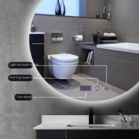 Miroir à Led Rond Mural Tactile Interrupteur Écran Miroir Intelligent Désembuage Miroirs Intelligents de Salle de Bains pour Hôtel