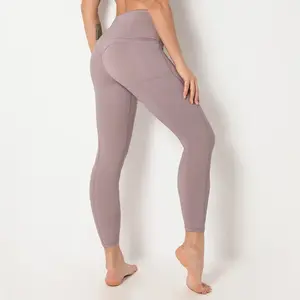 Celana Yoga Pinggang Tinggi Wanita, Legging Latihan dengan Saku Kontrol Perut untuk Gym Yoga