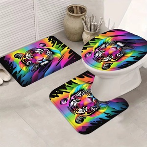 Regenbogen-Tiger-Splash Polyester-Duschvorhang Badezimmervorhang Digitaldruck Kundenspezifischer Druck Wasserdicht Großhandel Modern - Product Image 4