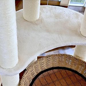 Sang trọng Halloween cao lớn gỗ mèo cây tháp căn hộ nhà cào Giường võng với giỏ dệt mèo leo núi Đồ chơi - Product Image 4