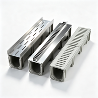 Caniveau de drainage linéaire sur mesure en acier inoxydable fabriqué, avec plaque pliée, 1500 mm, pour allée