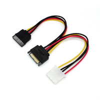 Cable de alimentación SATA a IDE de longitud personalizada, adaptador macho de 4 pines a hembra de 15 Pines, convertidor de fuente de alimentación Molex HDD de 14cm/20cm