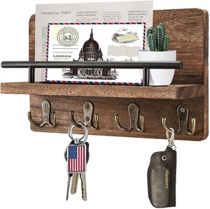 Organizzatore <span class=keywords><strong>da</strong></span> <span class=keywords><strong>Parete</strong></span> Moderno <span class=keywords><strong>in</strong></span> <span class=keywords><strong>Legno</strong></span> per Cucina con Mensola e Portachiavi - Product Image 1