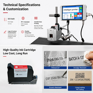 Imprimante jet d'encre TIJ T260E 12,7 mm la plus vendue pour codes-barres et QR codes en ligne, idéale pour l'impression <span class=keywords><strong>de</strong></span> logos, dates d'expiration sur bouteilles, cartons et œufs - Product Image 1