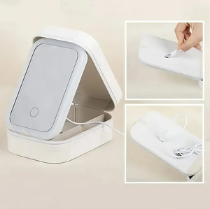 Boîte à bijoux de voyage minimaliste en cuir personnalisée avec lumières LED tricolores cadeau de fête des mères ou d'anniversaire pour maman et fille - Product Image 5