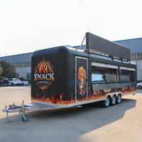 Chammp Remorque mobile en fibre de verre pour café, camion de restauration rapide pour hot-dogs avec équipement de cuisine complet, chariots de vente de crème glacée et de frites