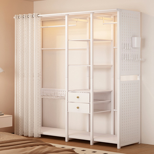 Organisateur de placard métallique autoportant, penderie ouverte <span class=keywords><strong>avec</strong></span> rideaux, tiroirs, panneau perforé, étagère modulaire pour vêtements, pour chambre à coucher - Product Image 5