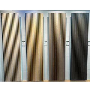 Panel de pared de madera con decoración de listones de Mdf moderno TianGe 260 prueba de sonido negro 60X300 Auditrium <span class=keywords><strong>Akupanel</strong></span> buen <span class=keywords><strong>precio</strong></span> acústico - Product Image 1