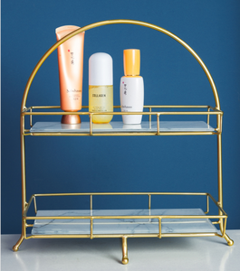 Oro 2 Tier <span class=keywords><strong>Bagno</strong></span> Filo di Vanità di Trucco Dell'organizzatore Cosmetico di Immagazzinaggio <span class=keywords><strong>Mensola</strong></span> per Dresser e Piano di Lavoro - Product Image 4