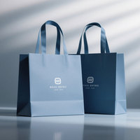 Sac cadeau en papier cartonné noir et gris de luxe, réutilisable, écologique, imprimé sur mesure avec poignée en ruban, votre propre logo