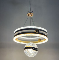 Lustre en fer LED avec abat-jour en acrylique, doré, luxueux, lampes suspendues, hauteur réglable, garantie de 2 ans pour la salle à manger (7355-1P)