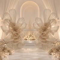 NIKA Arche géante de 10 pieds en organza pour fleurs, grande toile en maille champagne pour décoration de mariage et de fête