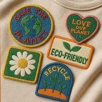 Patchs brodés en chenille écologiques en gros avec motifs alphabet et cœur, tailles personnalisables pour vêtements, chapeaux et sacs