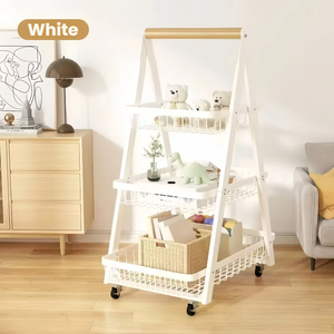 बड़े बहु-परत त्रिभुज मोबाइल भंडारण कार्ट स्थिर कार्बन स्टील फ्रेम रसोई सब्जी आयोजक कार्ट सार्वभौमिक पहियों के साथ - Product Image 3