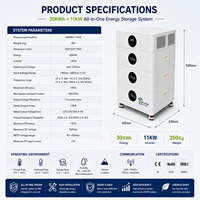 Unit Penyimpanan Energi Surya Terintegrasi Modular Stack 30kWh 11KW All-in-One LiFePO4 ESS Desain Plug and Play Untuk Rumah Tangga